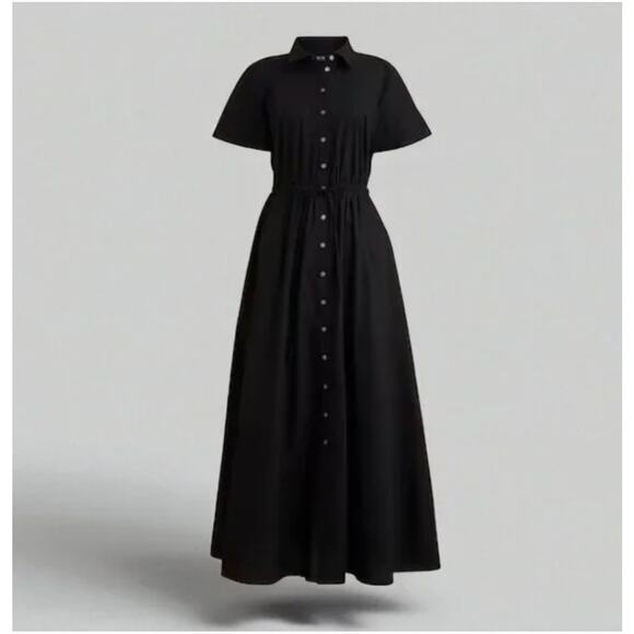 J Crew Cerise Shirt Dress 14 Black NWTCN409 J.Crew Midi Travel Resort Button - Picture 2 of 5